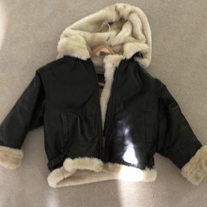 Kids leather bomber jacket.